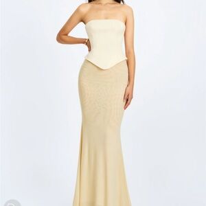 Adelina Butter Yellow Peplum Mermaid Gown - SOLD OUT